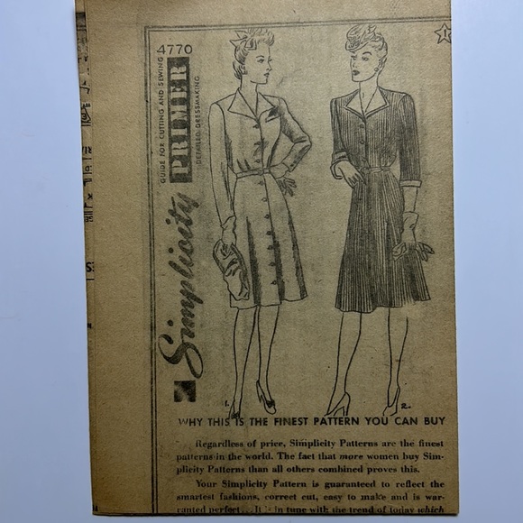 1940’s Era?? Simplicity Pattern Shirtwaist Dress Size 16 Original Packaging $20 - Picture 6 of 10